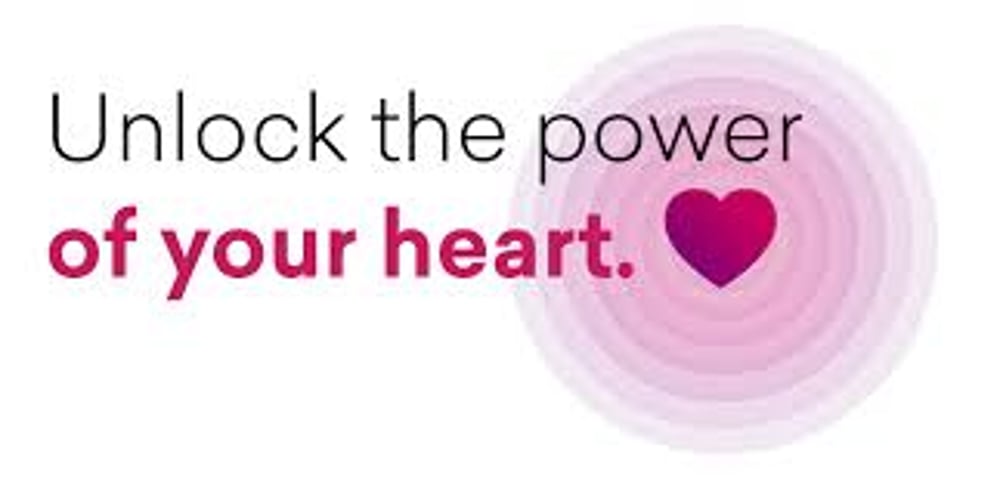 A pink heart with the words Unlock the Power of Your Heart